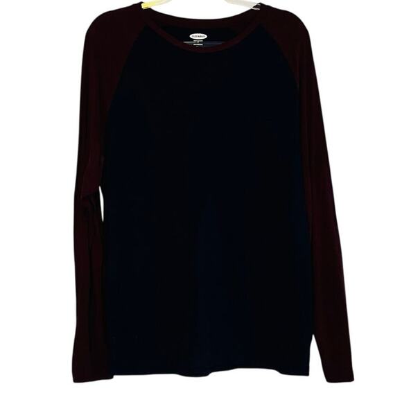 Raglan Blue Burgundy Long Sleeve L - Picture 3 of 3